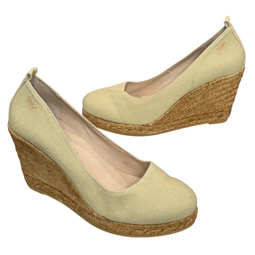 Viscata Barcelona Marquesa Canvas Espadrille Wedge Pump 40 US 9 Beige Echo Spain